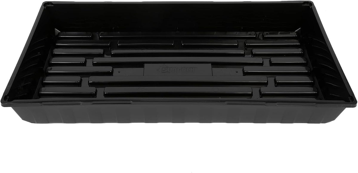 SUNPACK 10" x 20" Mega Plastic Seed Starting Tray, Black, 2.5" - No Drainage Holes, Ideal for