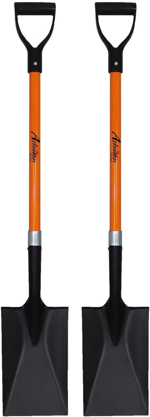 Ashman Spade Shovel (2 Pack) – 41 Inches Long D Handle Grip – The Single Shovel Weighs 2.2 Pounds