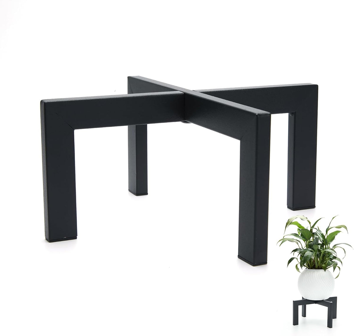 Heavy-Duty Metal Plant Stands Indoor Outdoor, 2/3 Pack Modern Plant Holder & Rattan Stool - Low