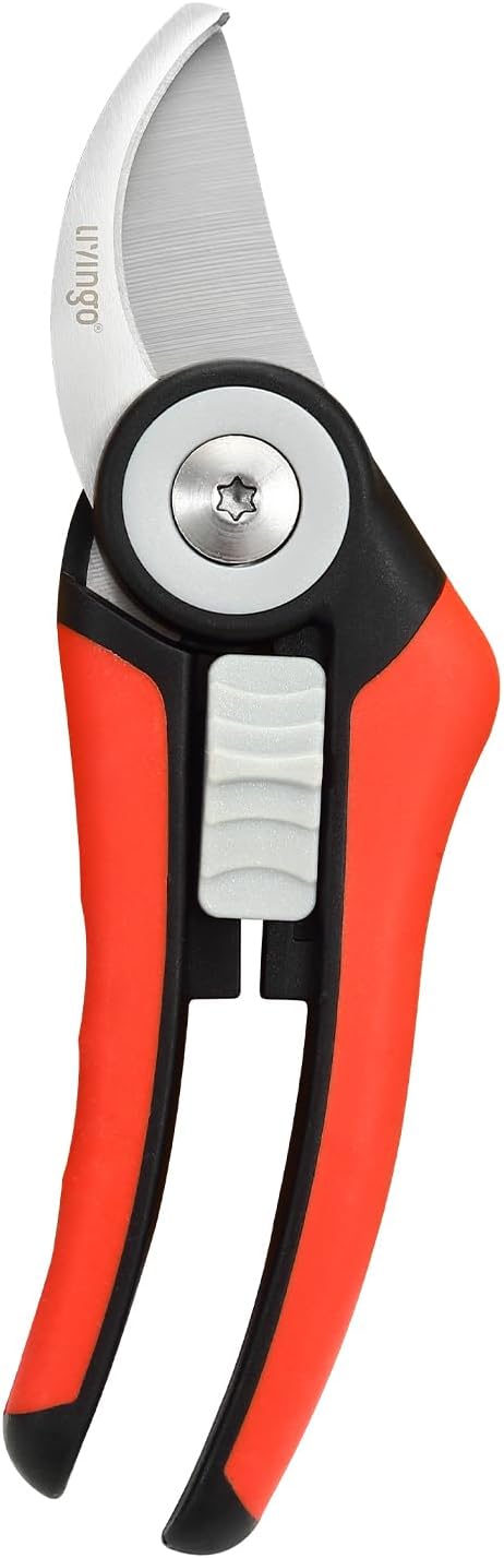 LIVINGO Bypass Pruning Shears - 8.2" Heavy Duty Garden Clippers with Curved Blades, Sharp Plant
