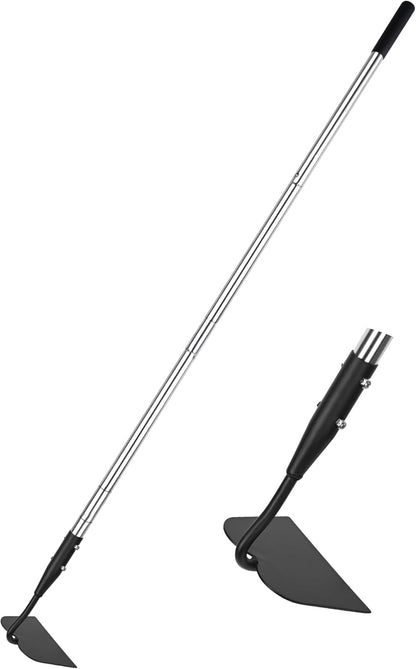Garden Hoe, Long Handle Hoe Garden Tool with Non-Slip Silicone Cover, 56-Inch Stainless Steel