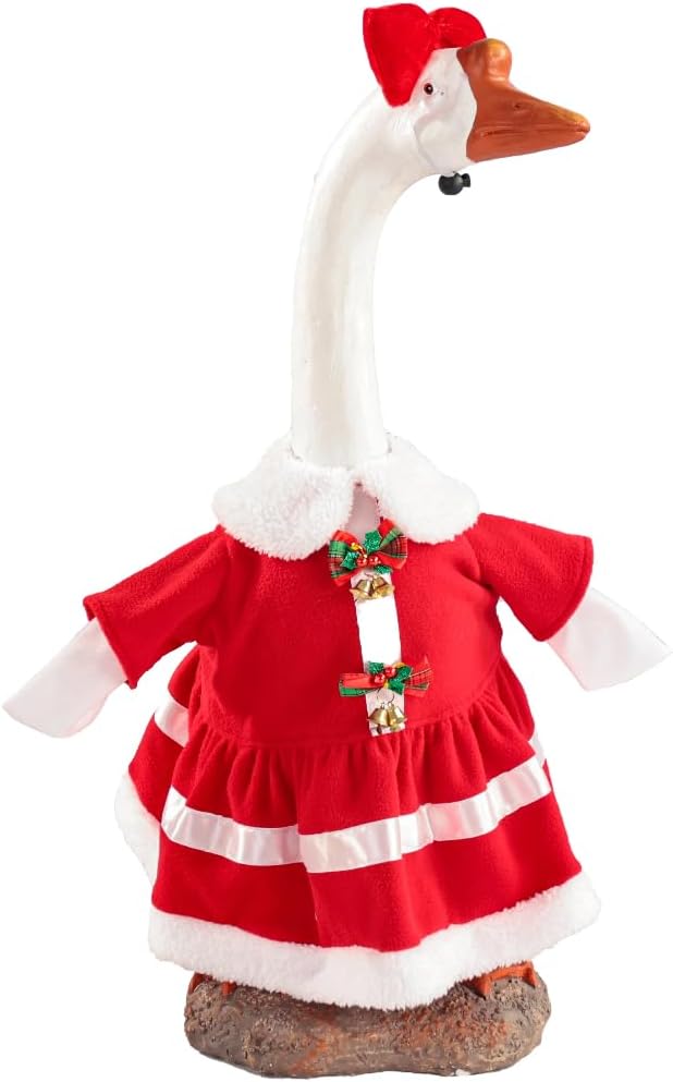 Christmas Porch Goose Outfit - 23" Goose Costume Festive Outfit for Cement Plastic Porch Goose