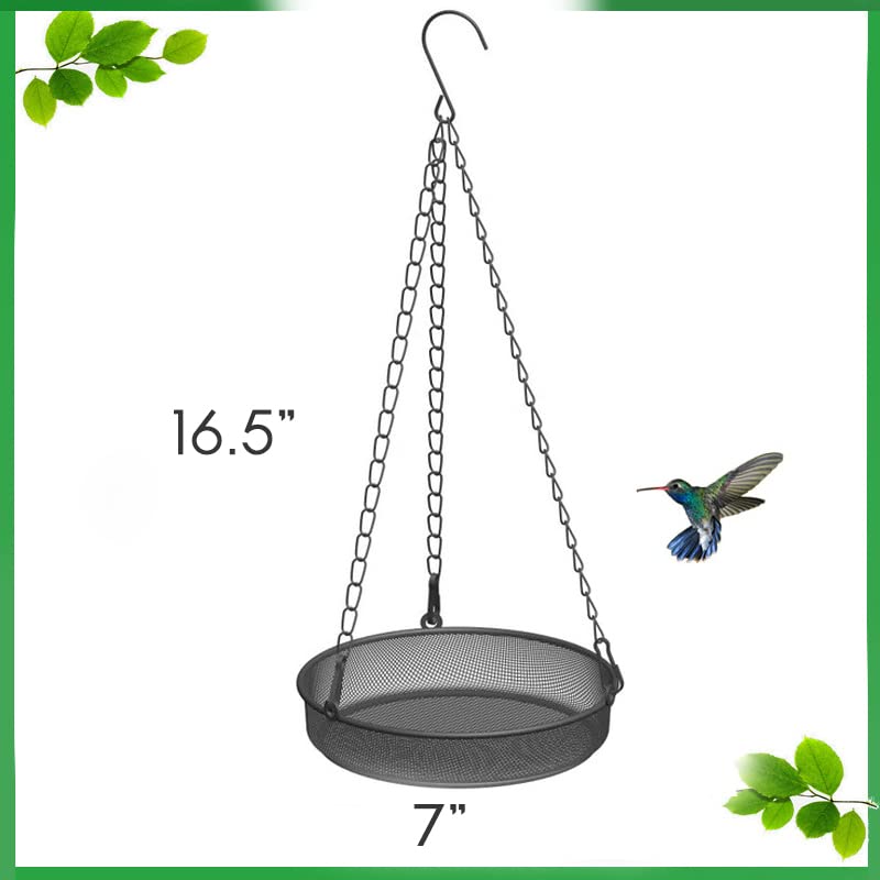 Bird Feeder, Hanging Bird Feeders for Outdoors Metal Mesh Birdfeeder Tray