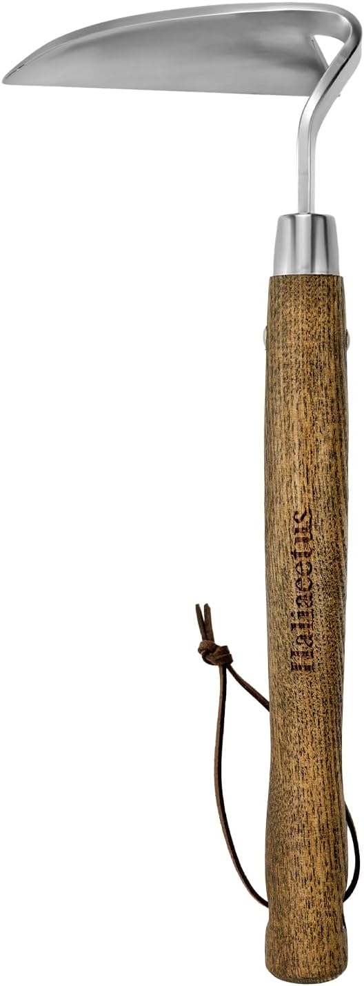 Haliaeetus Gardening Sickle Hoe, Japanese Bent Angle Weeding Sickle, Stainless Steel Weed Hoe