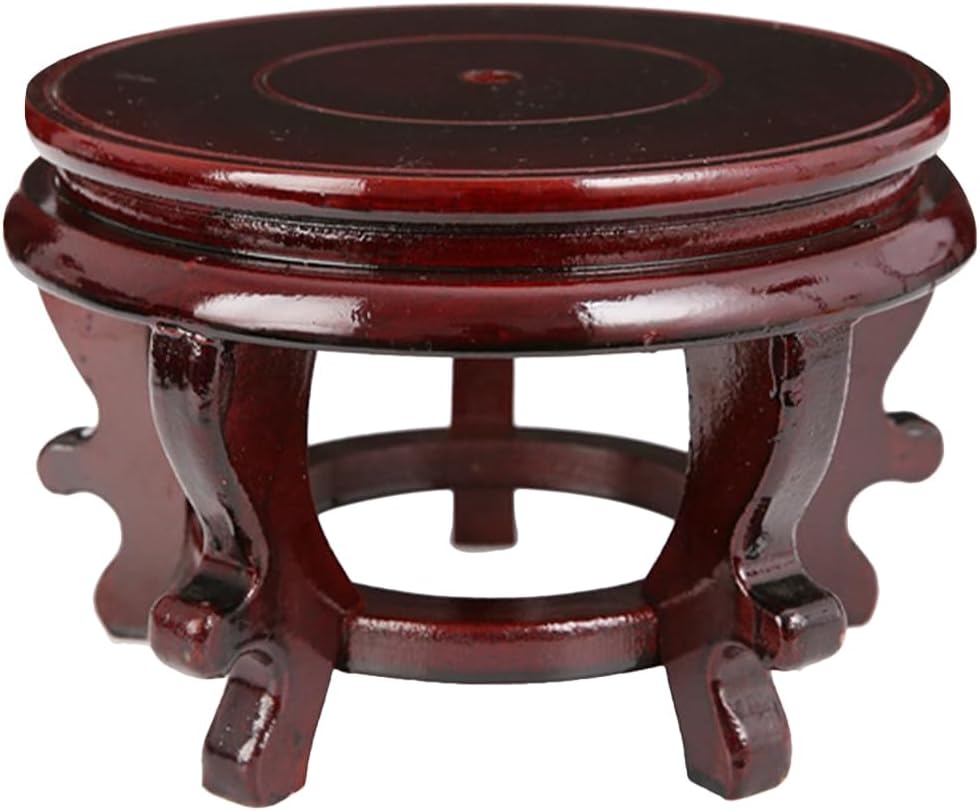 Happyyami Indoor Plants Wood Stool Plant Stand Chinese Style Flower Pot Display Rack Garden Planter