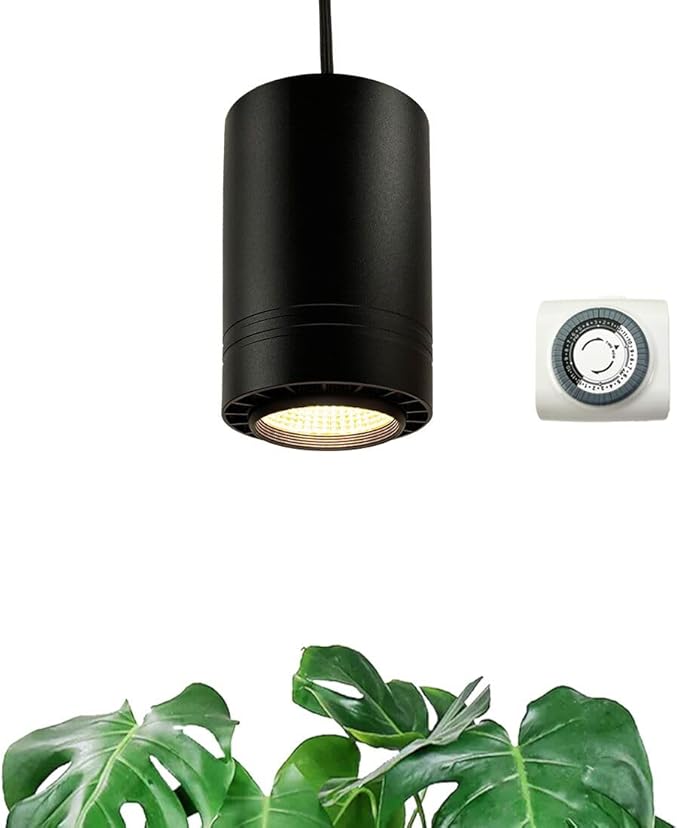 Hanging Grow Light 40W Large, Full Spectrum Warm White Color, with Timer, Plug-in Pendant Grow