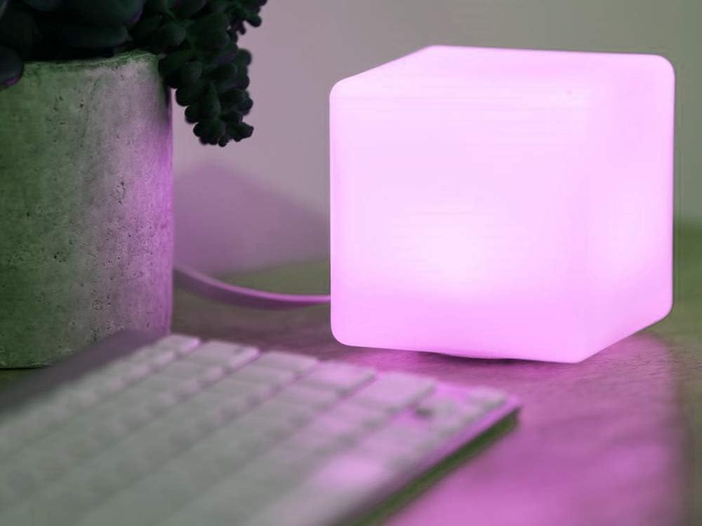 Mr.Go Rechargeable LED Color-Changing Light Cube 8", Dimmable Soothing Mood Lamp with Remote, 16