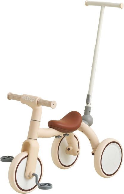 4-in-1 Toddler Tricycle with Adjustable Push Handle for 1-4 Year Old,Birthday Gift and Toy for Boys