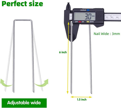 6 Inch 23 Pcs Hot-dip Galvanized U-Shaped Garden Stakes, Landscape Staples, Ground Stakes, for