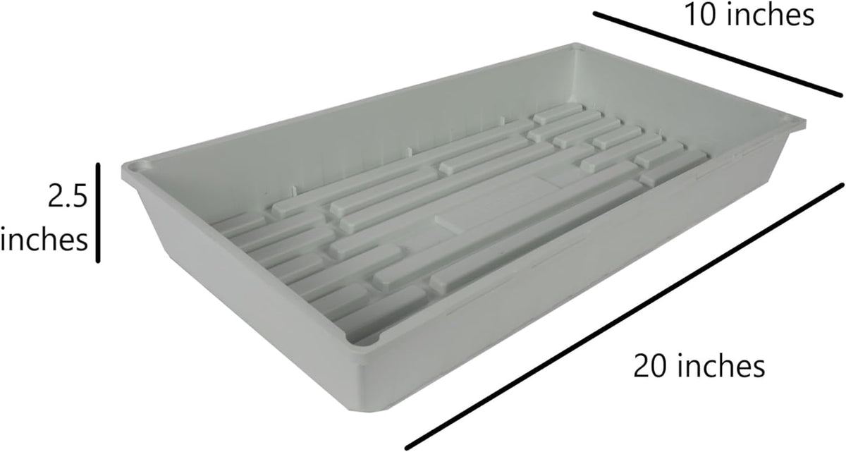 SUNPACK 10" x 20" Mega Plastic Seed Starting Tray, White, 2.5" - No Drainage Holes, Ideal for