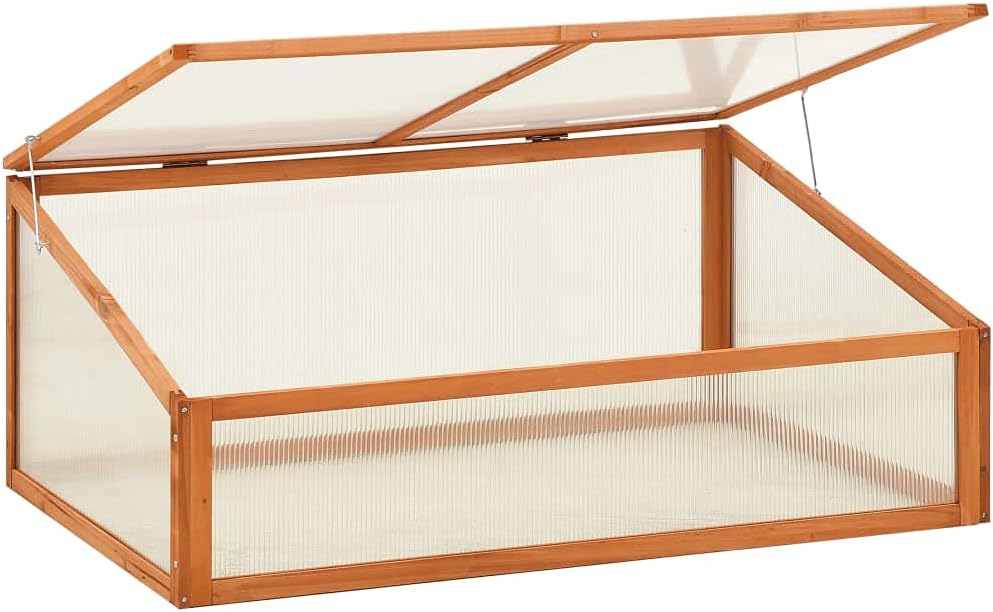 Wooden Garden Greenhouse，Wood Raised Plants Bed Raised Flower Planter Box, Garden Wood Cold Frame