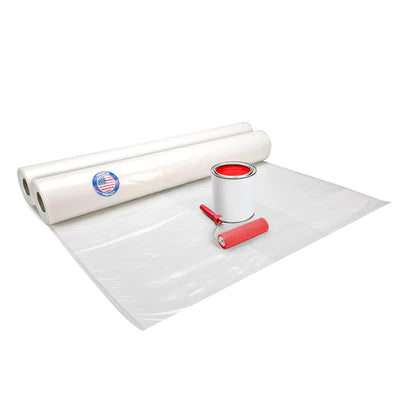Plastic Sheeting 4 mil, 8' x 50' (400 sq.ft.), Pack of 2 - Thick Semi-Clear Plastic Sheeting for