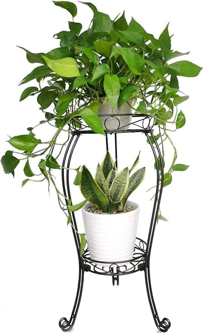 28.4 inches Tall Metal Plant Stand 11.8 Dia for Indoor or Outdoor use,2 Tier Heavy Duty Flower Pot