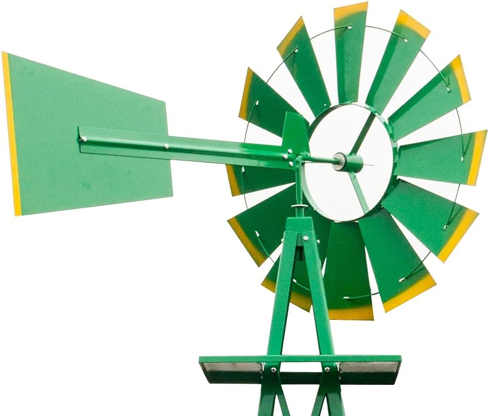 8FT Windmill for Yard Garden Decoration with Weather Vanes，Heavy Duty Outdoor Wind Mills, Large