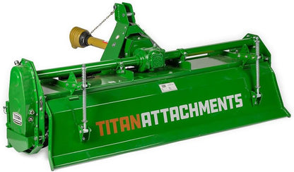 Titan Attachments 3 Point 72" Rotary Tiller Attachment, Fits Cat 1 Tractors, Green Finish, PTO