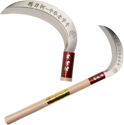KEYI Steel Grass Sickle,Clearing Sickle,Manganese Steel Blade/Hardwood Handle Hand held Sickle Tool