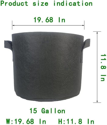 WEIFENG 15 Gallon Grow Bags Garden Bags 3-Pack Planting Pots with Handles