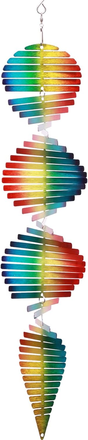 SPRING SONG Rainbow Helix Kinetic Wind Spinner for Yard and Garden Wind Spinner Outdoor Stainless