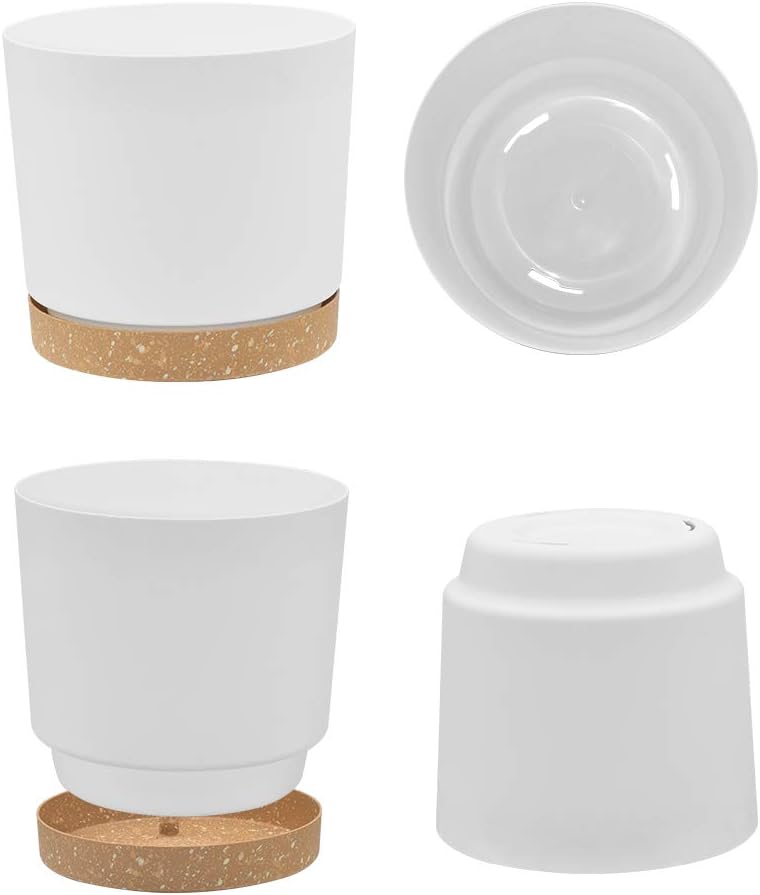 ZMTECH Plant Pots, Set of 6 6.5'' Self Watering Plastic Planter with Drainage Hole and