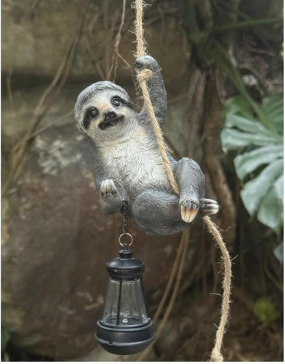 Sloth Garden Decor Cute Wild Animal Outdoor Sculpture Resin Climbing Twine with LED Light