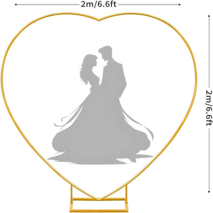 Heart Shape Wedding Metal Arch Backdrop Gold Flower Balloon Arbors Stand for Wedding Birthday