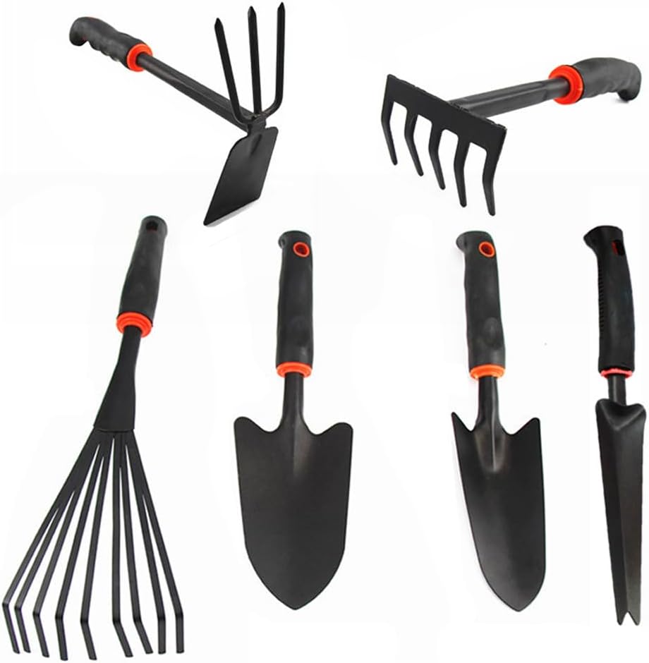 Large Garden Tool Set with Non-Slip Rubber Handle - 6 Piece Heavy Duty, Gardening Hand Tools