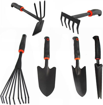 Large Garden Tool Set with Non-Slip Rubber Handle - 6 Piece Heavy Duty, Gardening Hand Tools