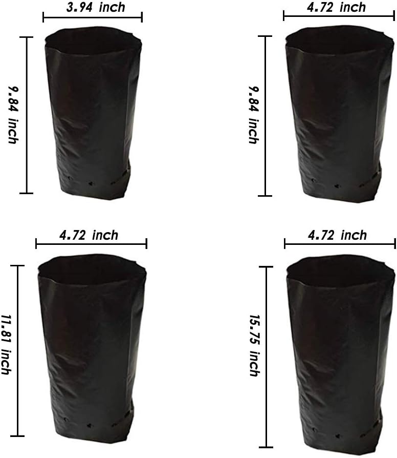 100 PCS Thicken Plastic Nursery Bags for Plants Fruit Flower Grow Bags Seedling Pots (7.87x11.81 in)