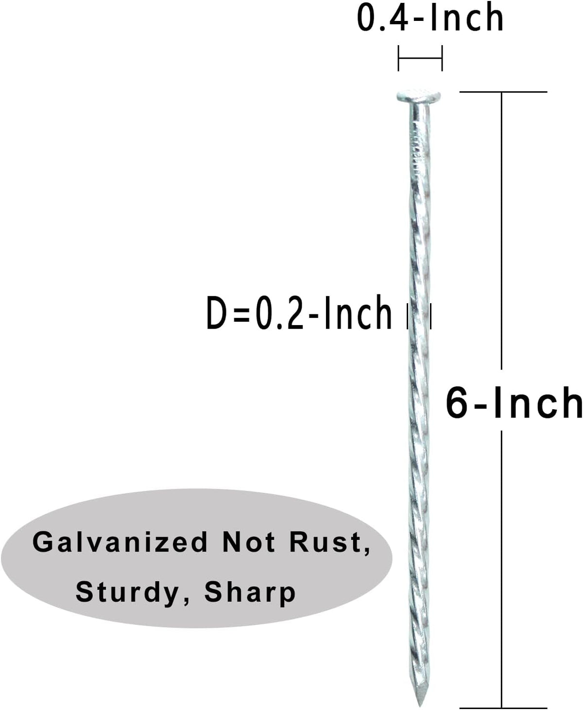 6-Inch Landscape Stakes Spiral Galvanized Landscape Spikes for Weed Barrier, Carpentry, Tent (50)