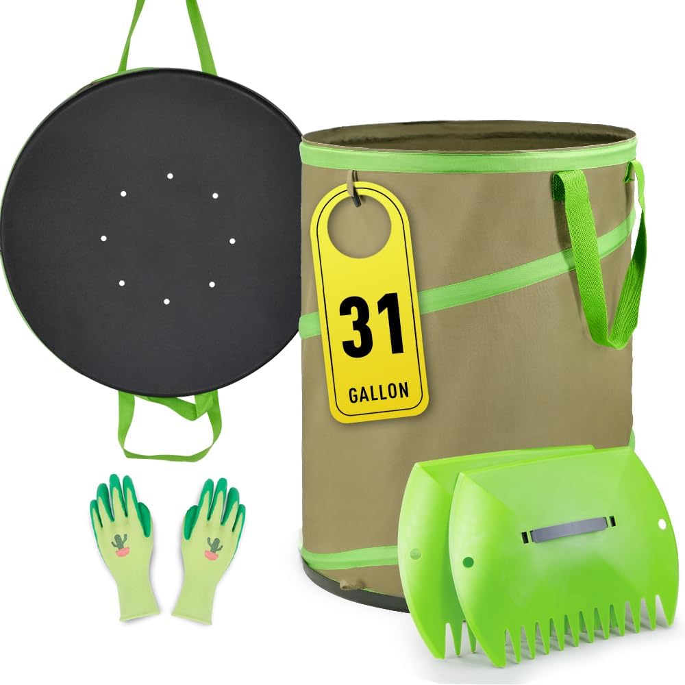 Colwelt Collapsible Leaf Bags 31Gallon, Pop-up Reusable Garden Bag Collapsible for Yard Waste