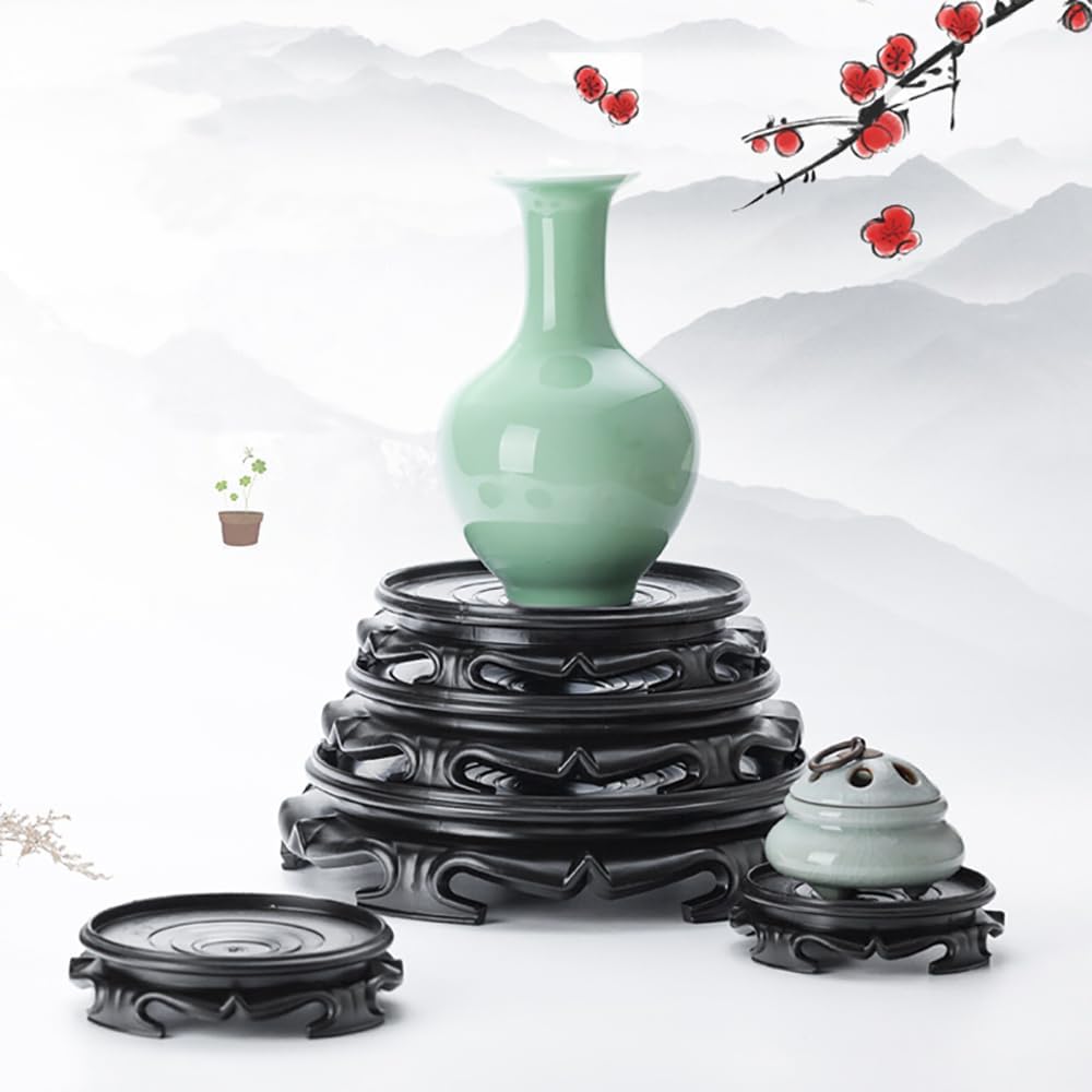 GOLDY&WENDY 7.4 Inch Round Vase Planter Display Stand Handmade Oriental Home Decoration Base