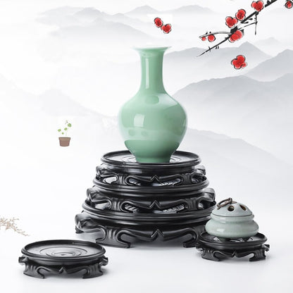 GOLDY&WENDY Vintage Round Home Decoration Display Stand Handmade Carving Imitation Wood Vase Lamp