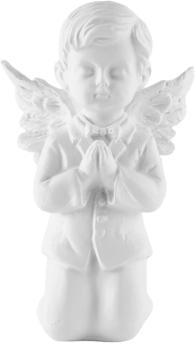 White Kneeling Praying Angel Statues, Handmade Resin Craft Home Decor, Indoor & Outdoor Angel
