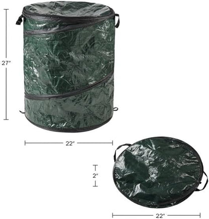 Wakeman Collapsible Trash Can - Pop Up 44-Gallon Outdoor Portable Garbage Bag Holder with Zippered