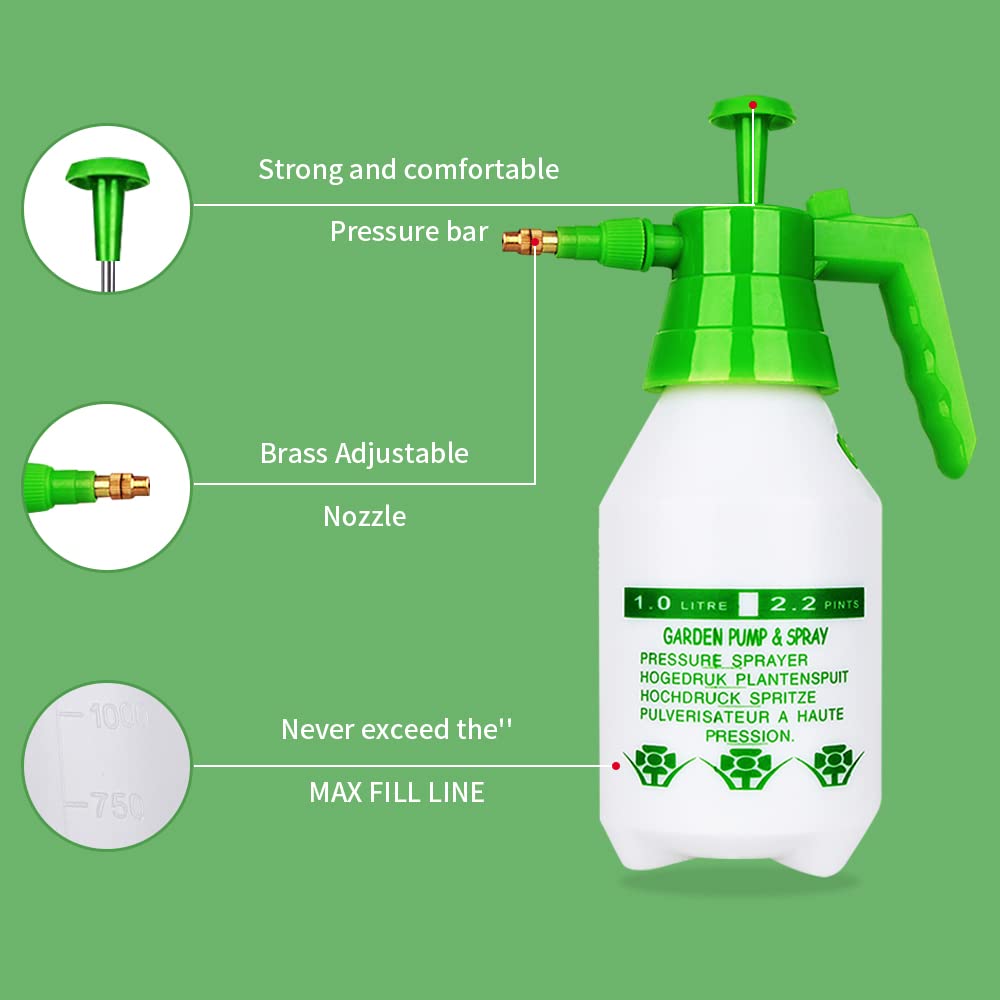 Garden Pump Sprayer,68oz/34oz Hand-held Pressure Sprayer Bottle for Lawn with Safety