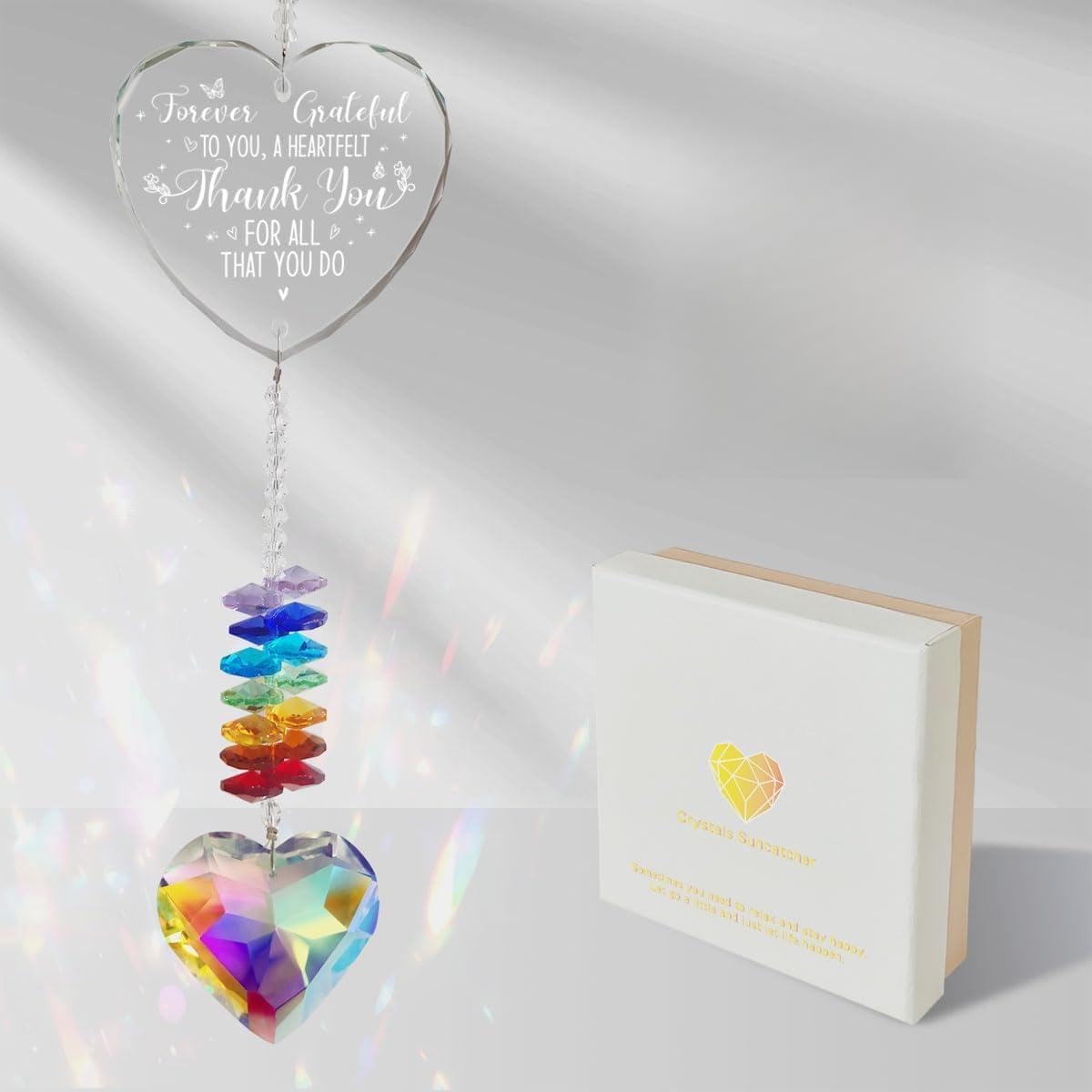 Thank You Gift Crystal Suncatcher Appreciation Gift for Women, Friend, Coworker, Teacher, Boss