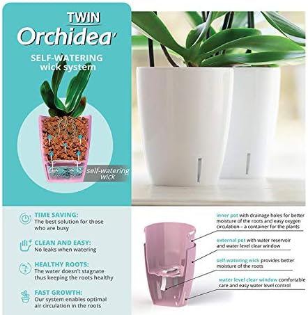 Santino 5.5 Inch ORCHIDEA Self Watering Pots for Orchids in Lilac - Decorative Wicking Planter with