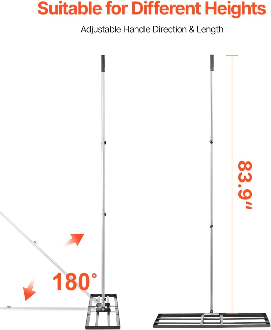 VEVOR Lawn Leveling Rake, Lawn Leveler with 83.9 in Handle, 36x10 in Ground Plate, Rust-Resistant