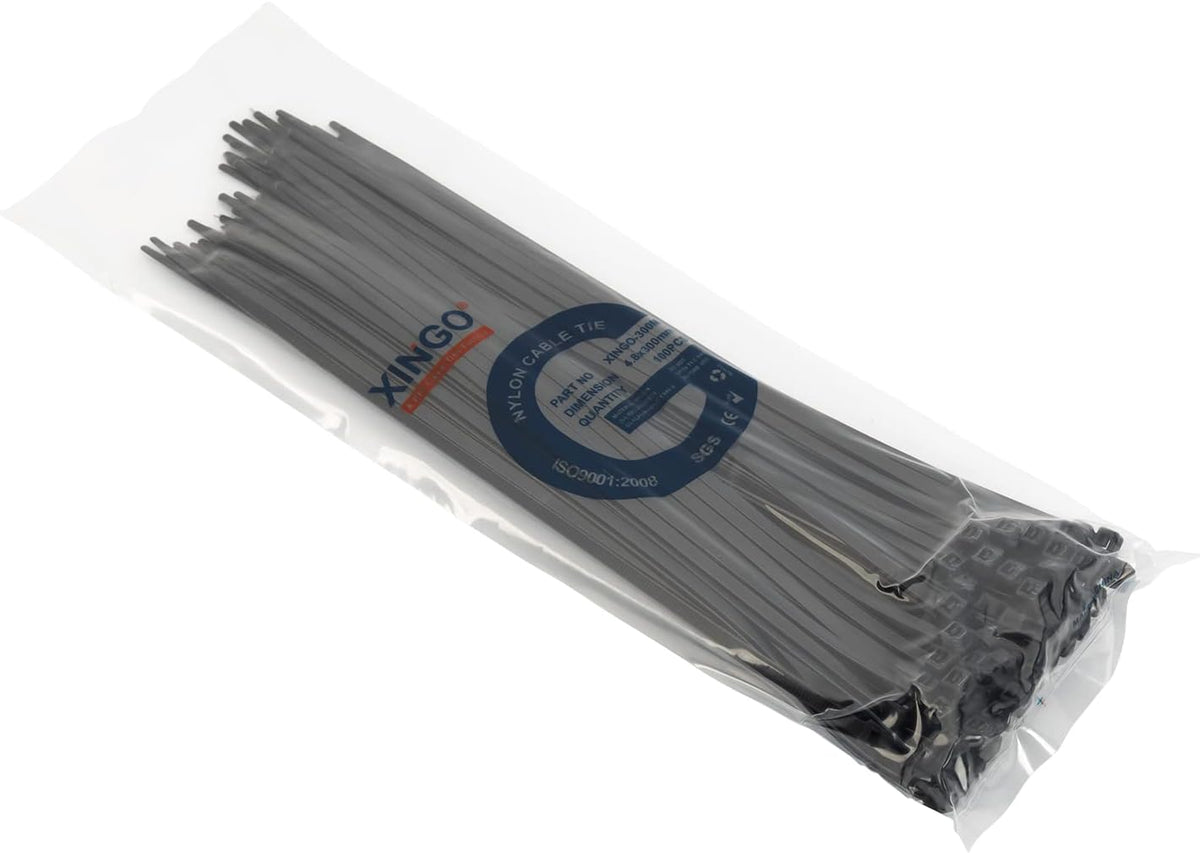 XINGO 100PCS Cable Zip Ties Heavy Duty, Premium Nylon Plastic Wire Ties with 50 Pounds Tensile