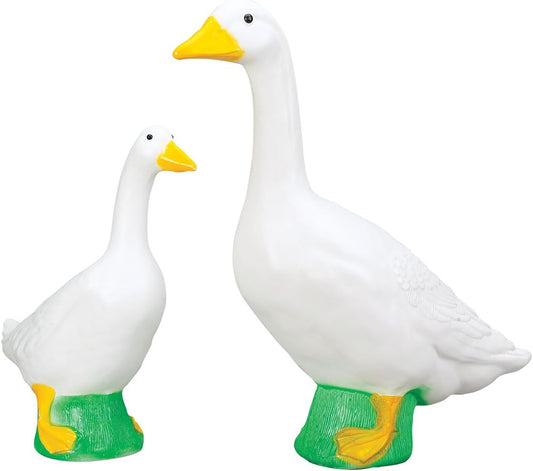 Fox Valley Traders Gaggleville Porch Goose Bundle Goose and Baby Statue – Charming Outdoor