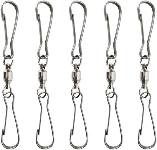 5pcs Extra Large Smooth Spinning Dual Clip Swivels Wind Spinner Hangers Spiral Tails Twisters Wind
