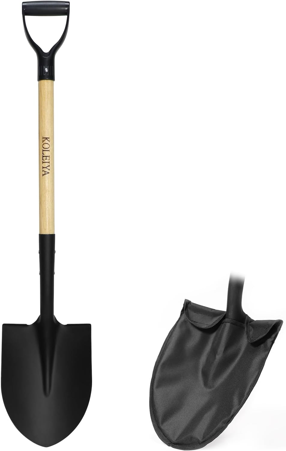 41 Inch Round Point Shovel for Digging,Heavy Duty Garden Shovel with D-Handle,Wooden Handle,Ideal
