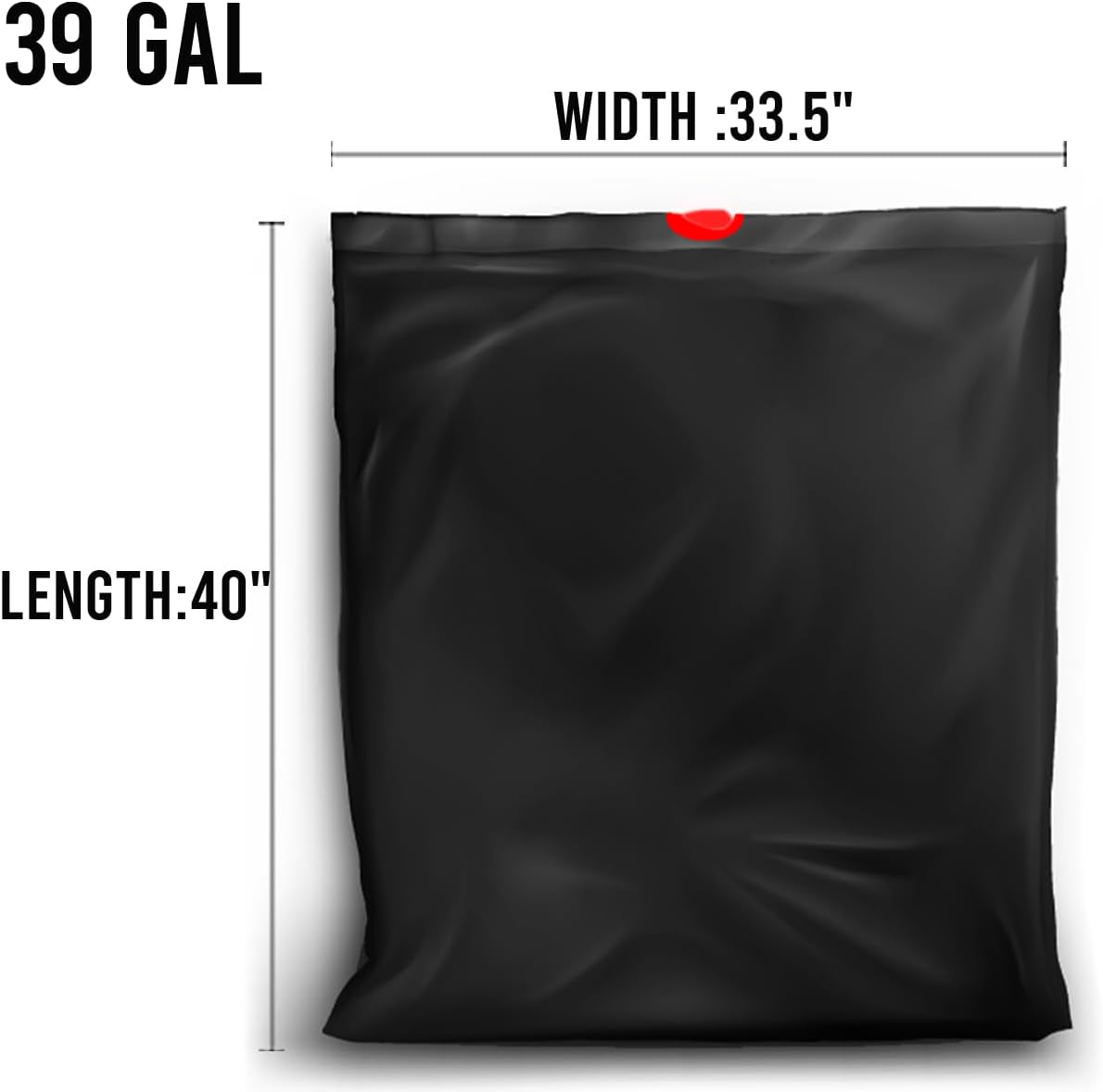 39 Gallon Lawn & Leaf Trash Bags Drawstring, 50 Count, Heavy Duty Black & Unscented Plastic Bags