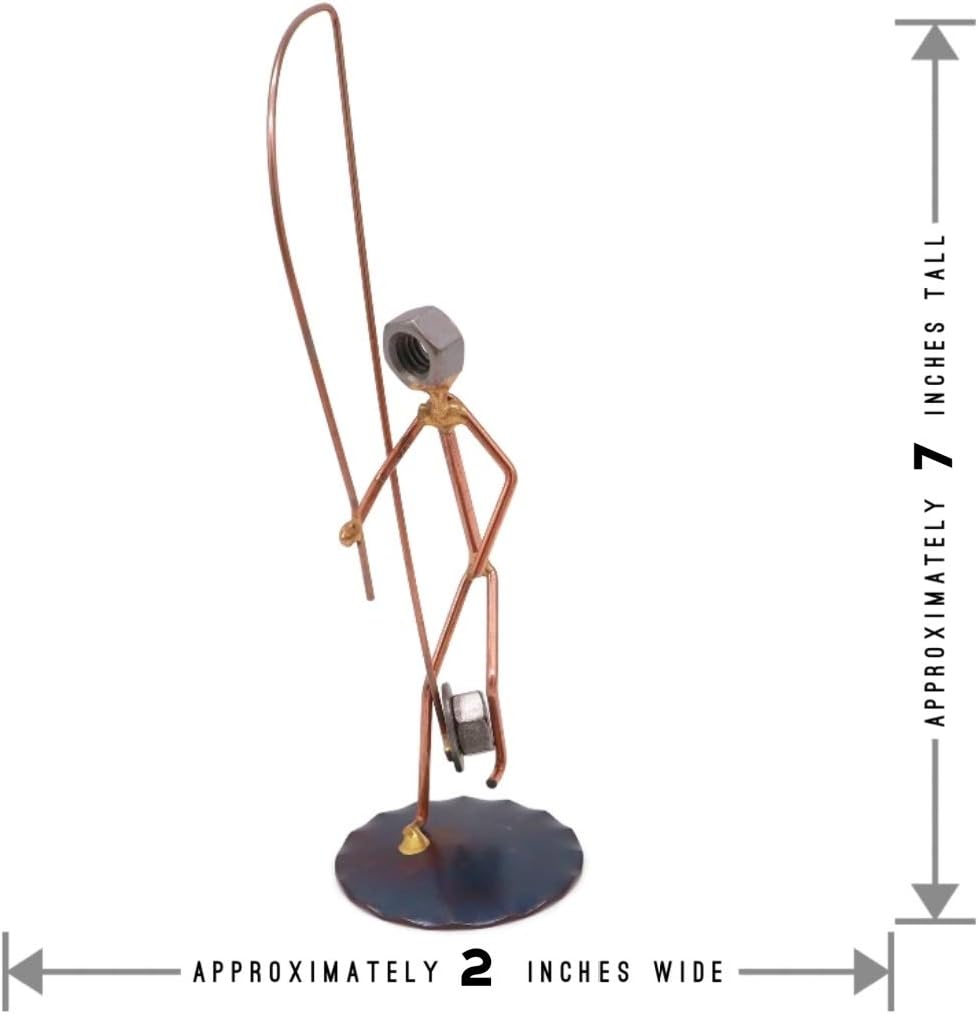 Hooked Hat Fisherman Collectible Handmade Metal Art Figurine, Desk Accessories, Trophy, Boss Gift