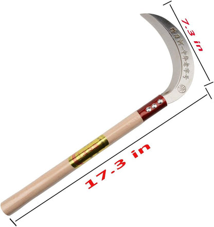 KEYI Steel Grass Sickle,Clearing Sickle,Manganese Steel Blade/Hardwood Handle Hand held Sickle Tool
