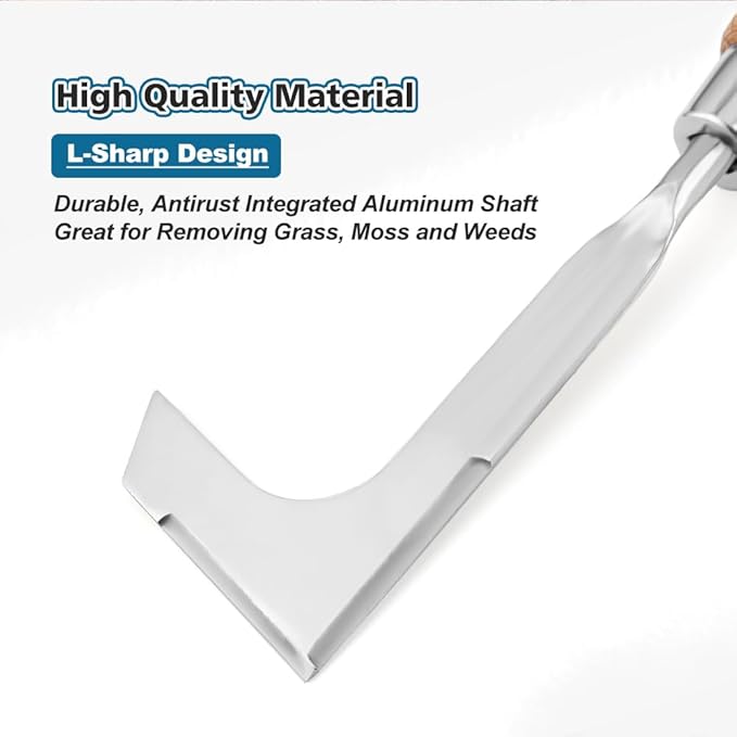 Berry&Bird Crack Weeder, Crevice Weeding Tool, 11.2" Stainless Steel Manual Weeder, L-Shaped