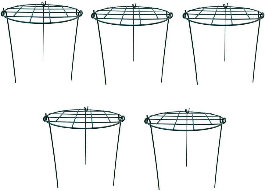 12 x 16 inch Poeny Cage Grow Through Grid Plant Brace Flower Support Rings, Pack of 5 Round Metal