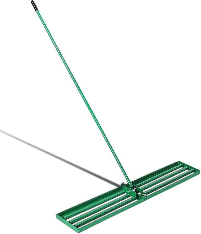 VINGLI Iron Lawn Leveling Rake 36in for Soil Sand Composs, Extended Handle, 180°Rotation Head, with