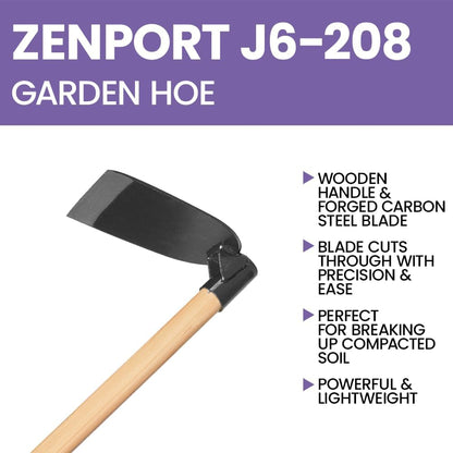 Zenport J6-208 Wood Handled Hoe, 7 Inch Carbon Steel Blades, Beige - 12 Pack