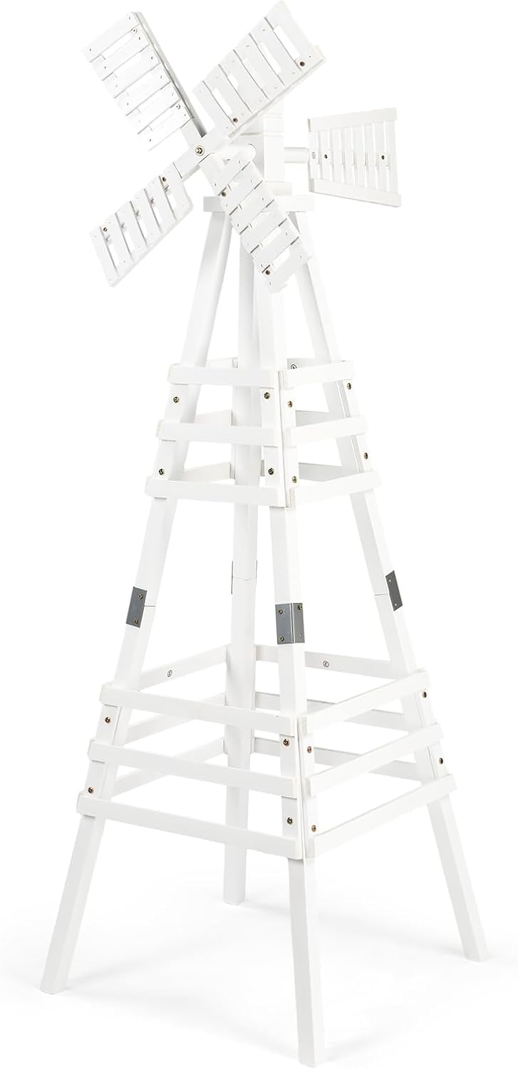 Wooden Windmill, Weather-Proof Wind Spinner, Outdoor Wind Mill for Garden Lawn Patio Decoration